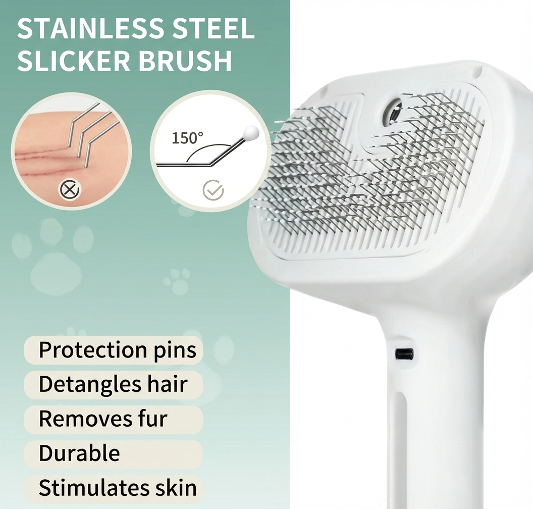 Steam Pet Brush with One-Click Removal