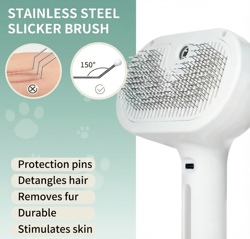 Steam Pet Brush with One-Click Removal